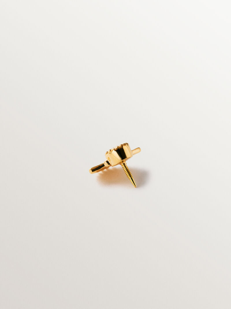18K yellow gold single piercing with pavé diamonds image number 2