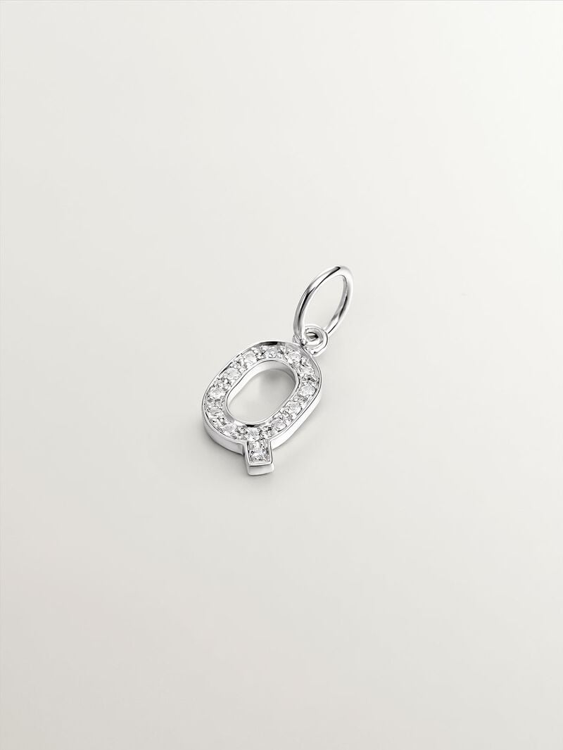 925 Silver Charm with White Topaz Initial Q image number 0