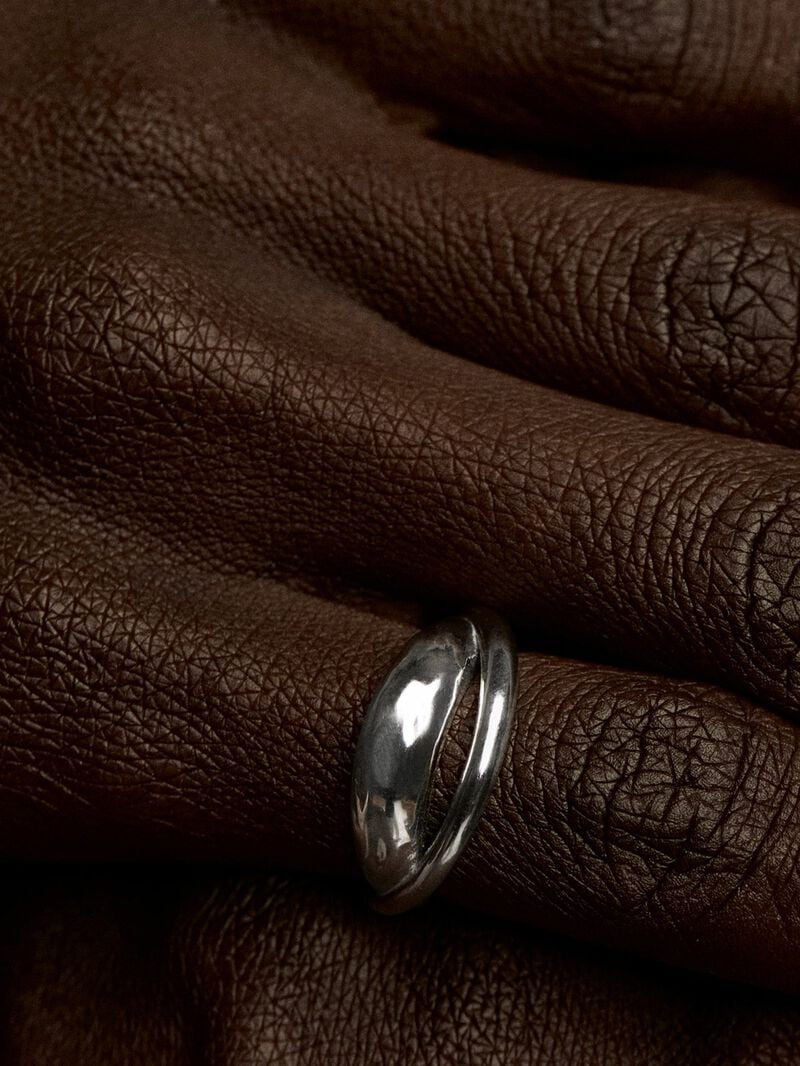 925 Silver Double Crossed Ring image number 1