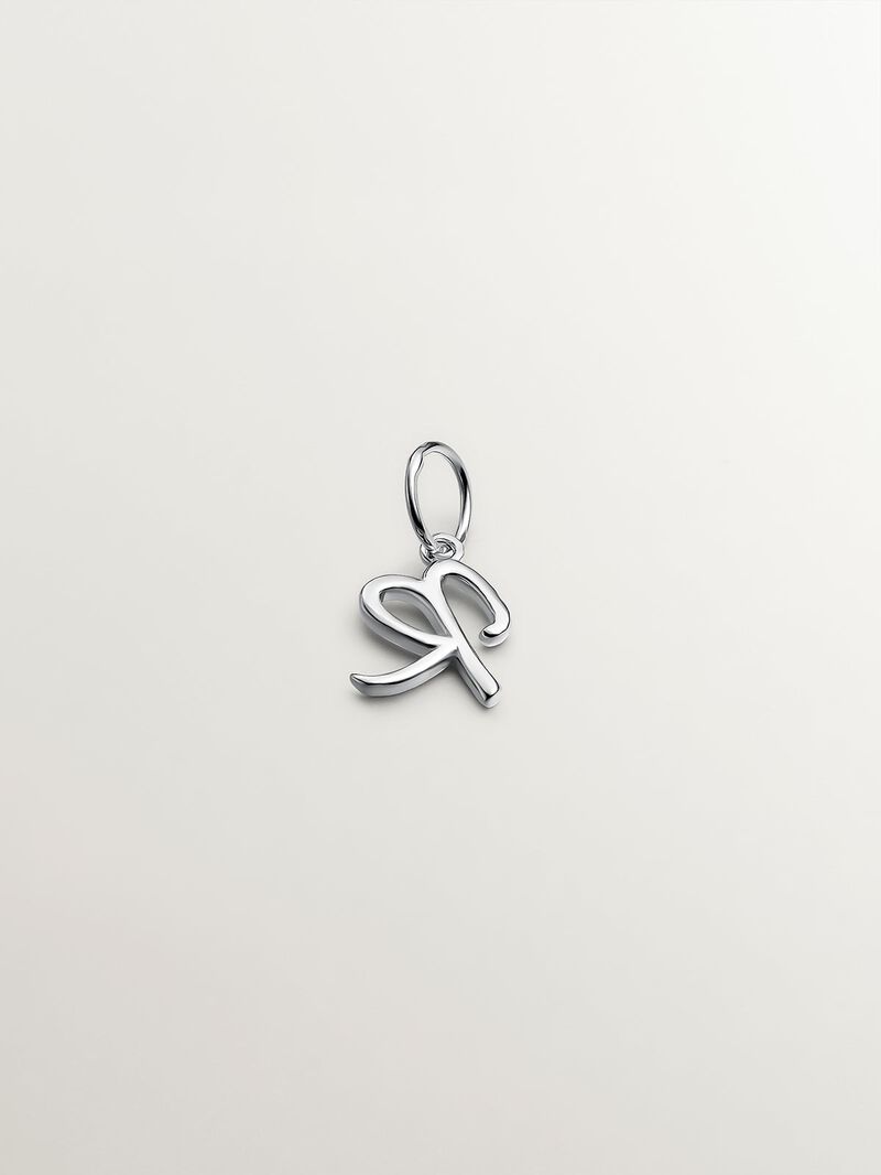 925 Silver Charm with Initial R image number 2