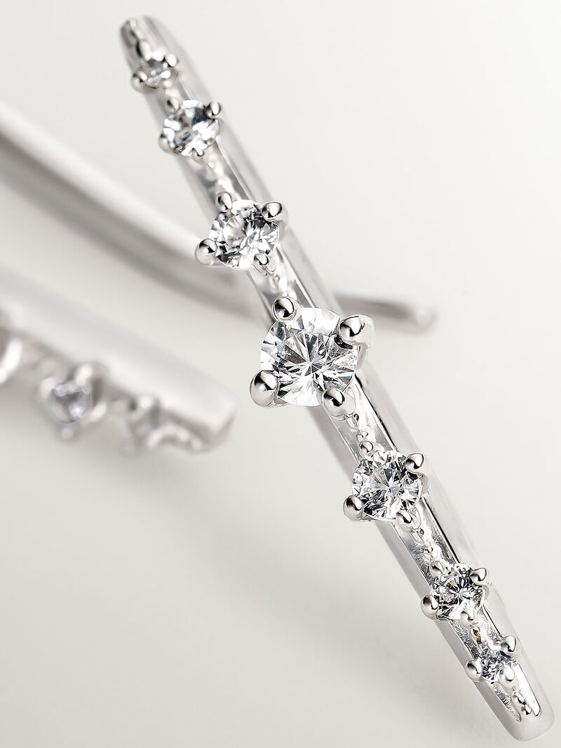 925 Silver Climber Earrings with White Sapphires image number 4