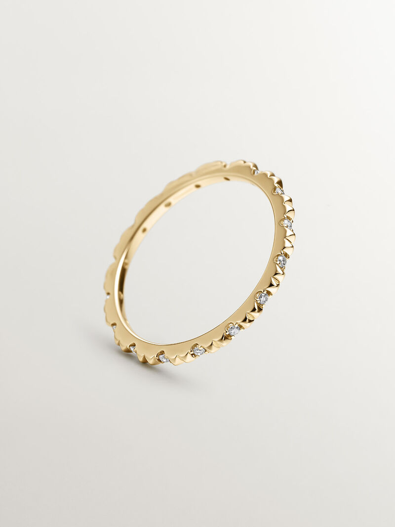18K yellow gold ring with white diamonds image number 4