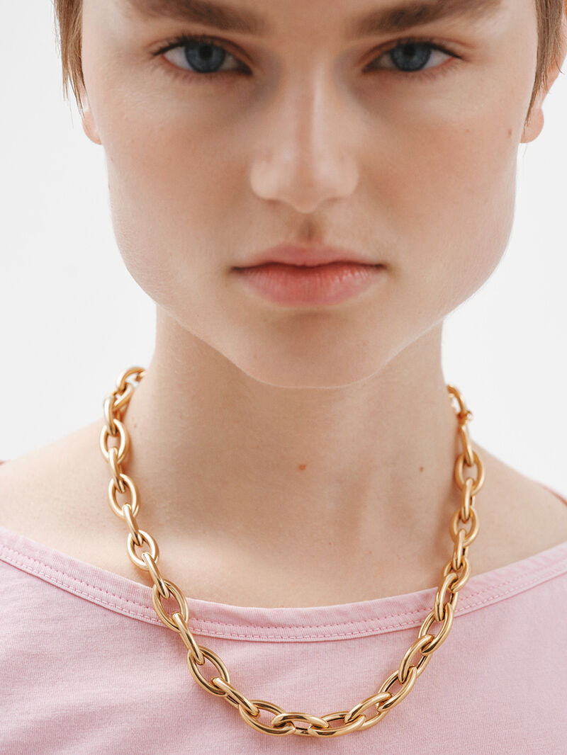 18K yellow gold plated 925 silver chain with oval links image number 1