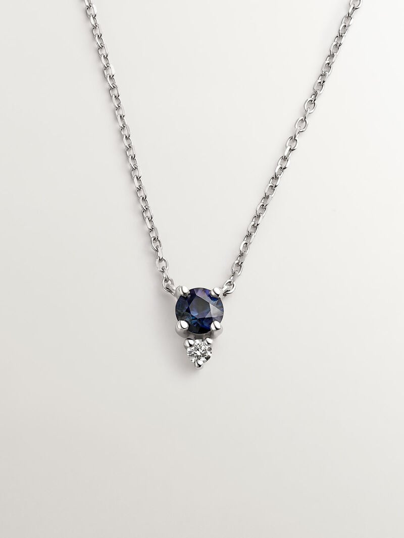 18K white gold pendant with sapphire and diamond. image number 0