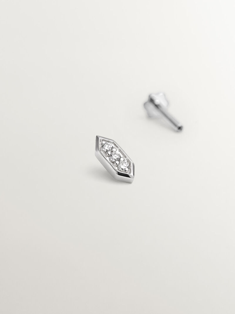 18K White Gold Hexagonal Piercing with Diamonds image number 0