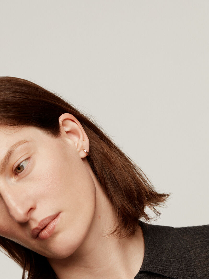 Small 925 silver hoop earrings bathed in 18K rose gold image number 6