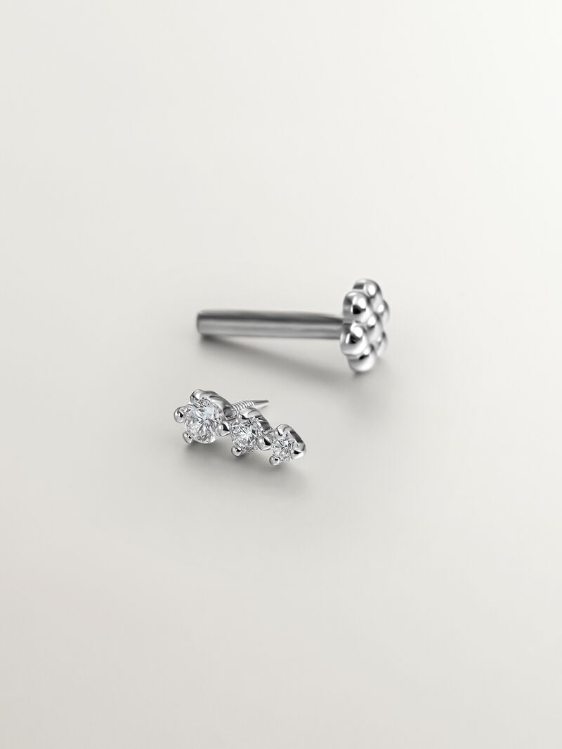 18k white gold piercing with diamonds image number 4