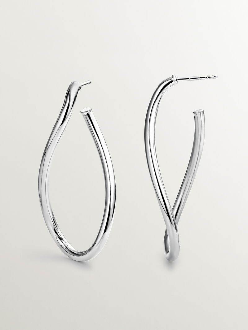 Large wavy hoop earrings made of 925 silver image number 0