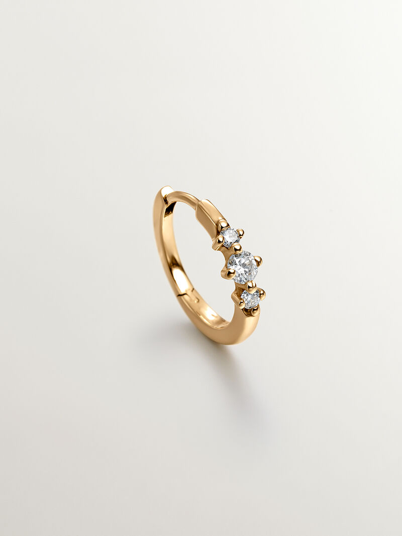 18K Yellow Gold Triple Diamond Small Single Hoop Earring image number 0