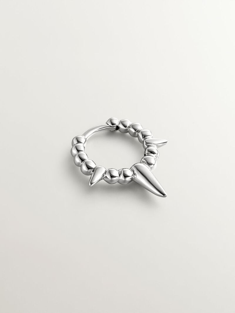 Individual 9K white gold earring with beads and spikes. image number 2