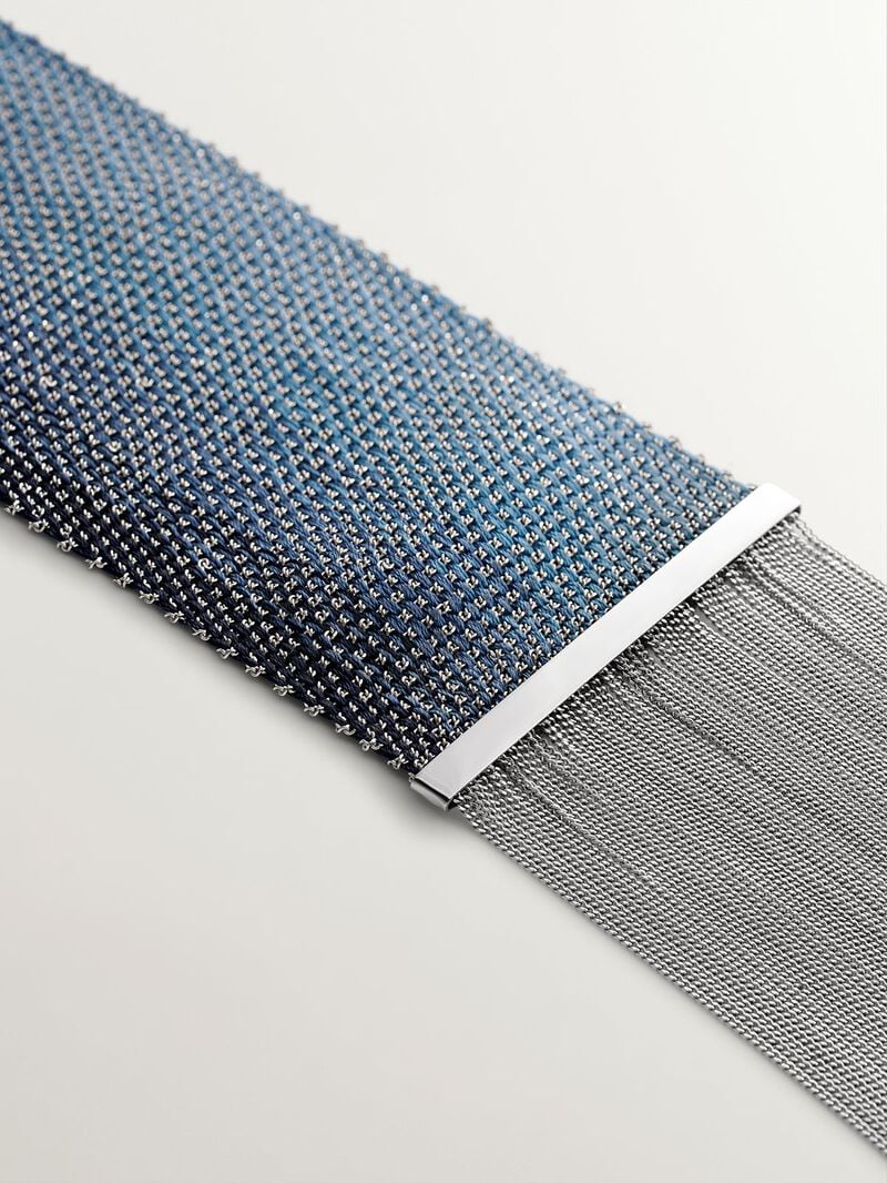 925 silver and silk mesh necklace image number 4