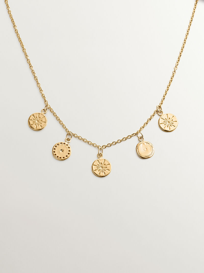 925 Silver necklace bathed in 18K yellow gold with medals image number 0