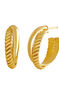 gold plated smooth and cabled hoop earrings , J03095-02