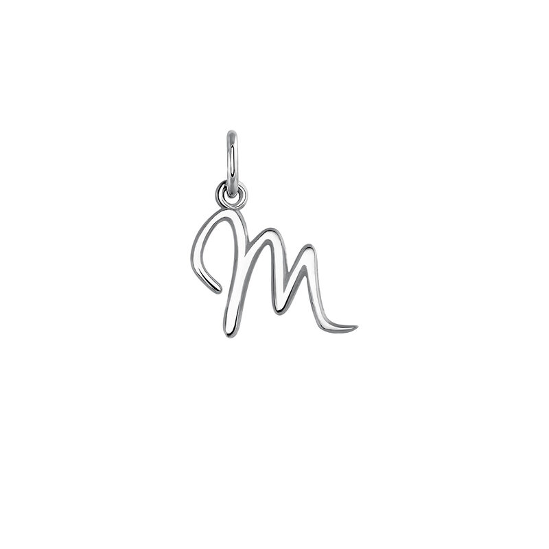 Silver M initial charm  , J03932-01-M, hi-res