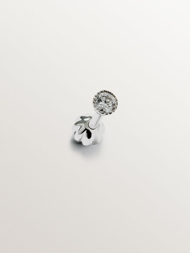 18K white gold single earring with diamond image number 1