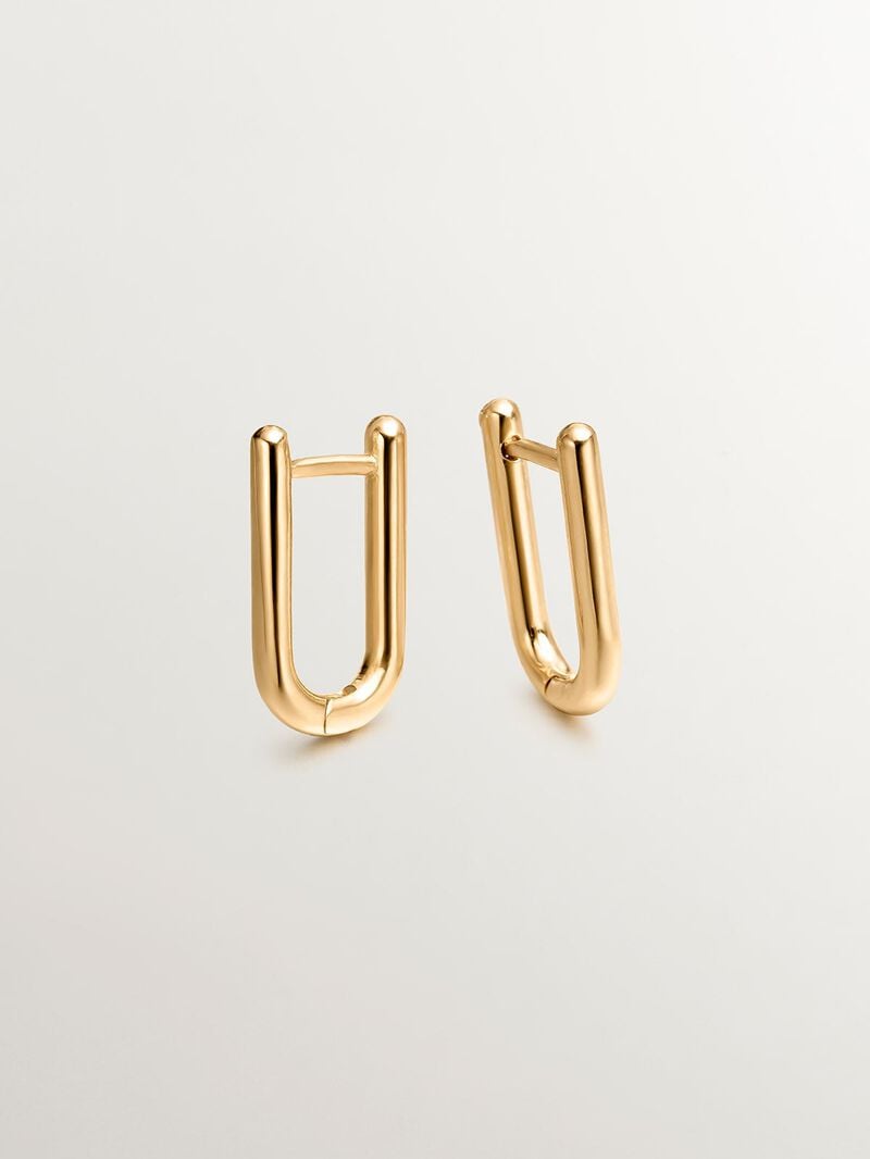 Long silver ring earrings 925 bathed in 18k yellow gold image number 7