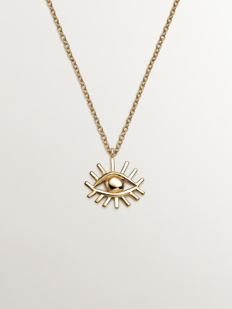 A 925 silver pendant bathed in 18K yellow gold with an eye. image number 0