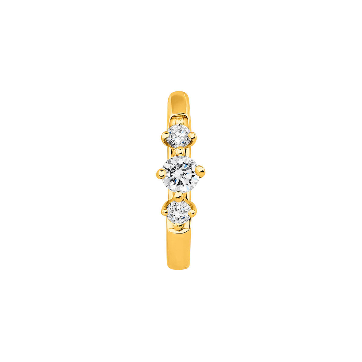 Single small hoop earring in 18k yellow gold with a 0.041ct triple diamond , J03929-02-H, hi-res