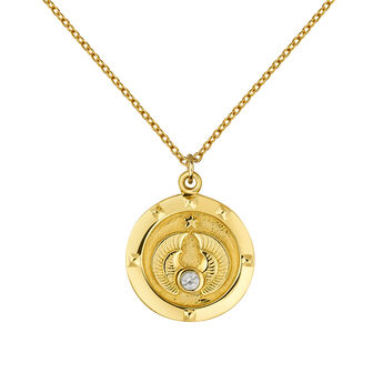 Gold plated coin number 7 pendant , J03588-02-WT, mainproduct