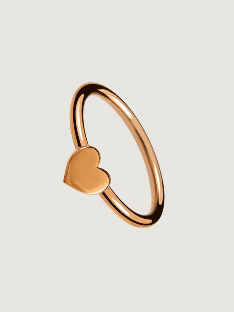 925 silver ring bathed in 18k rose gold with a heart image number 0