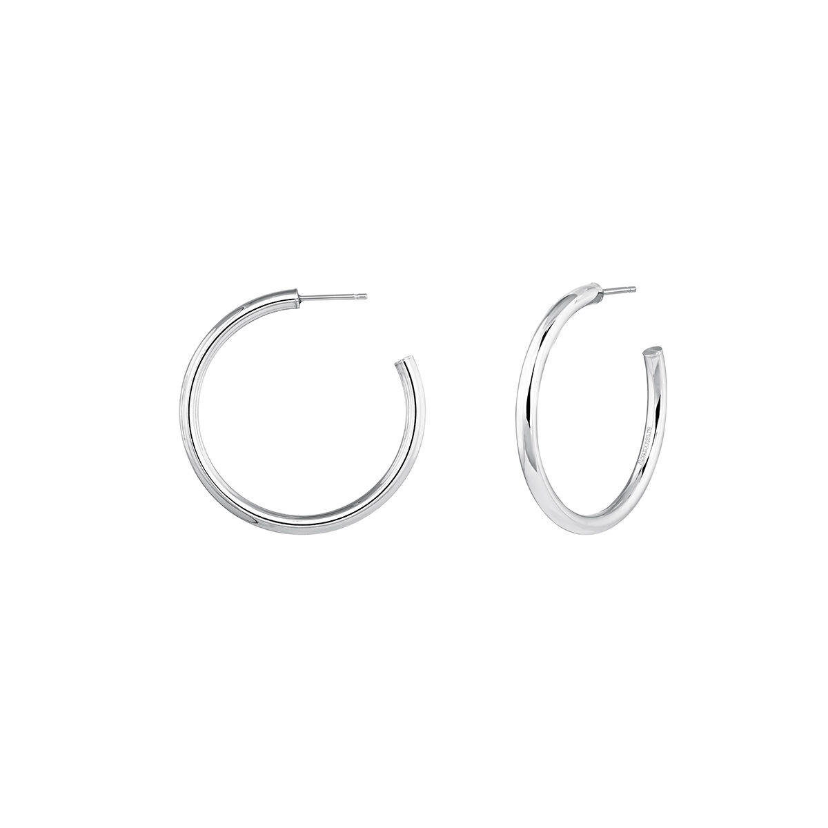 Medium silver hoop earrings , J04192-01, hi-res