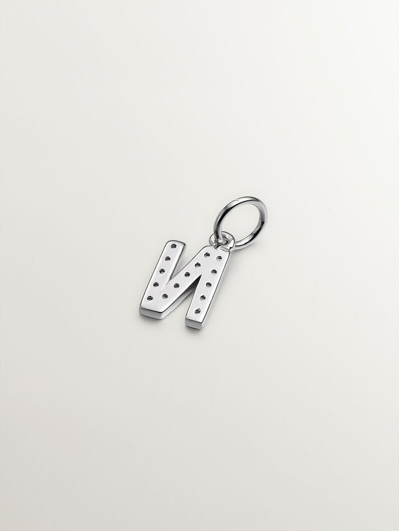 925 Silver Charm with White Topaz Initial N image number 1
