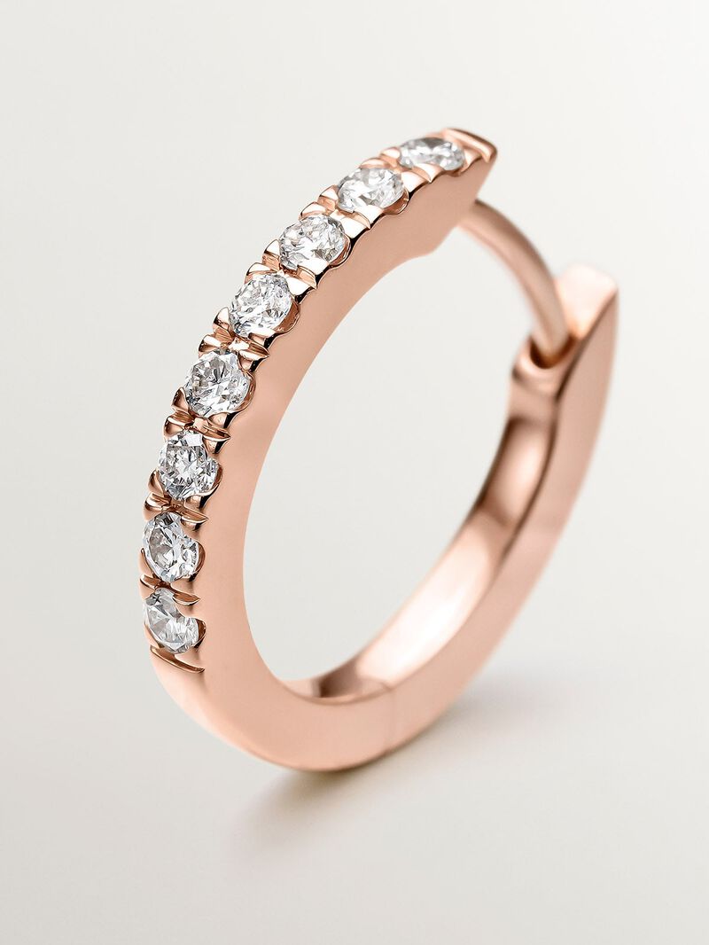 Individual small hoop earring made of 18K rose gold with 0.08ct diamond image number 4