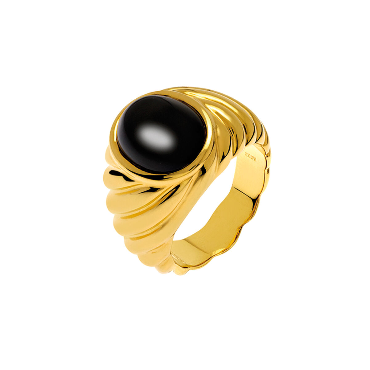 Gold plated cabled seal ring with onyx , J01747-02-ON, hi-res
