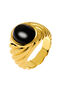 Gold plated cabled seal ring with onyx , J01747-02-ON