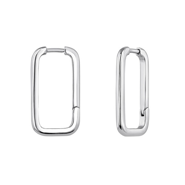 Silver rectangular earrings , J04644-01,hi-res