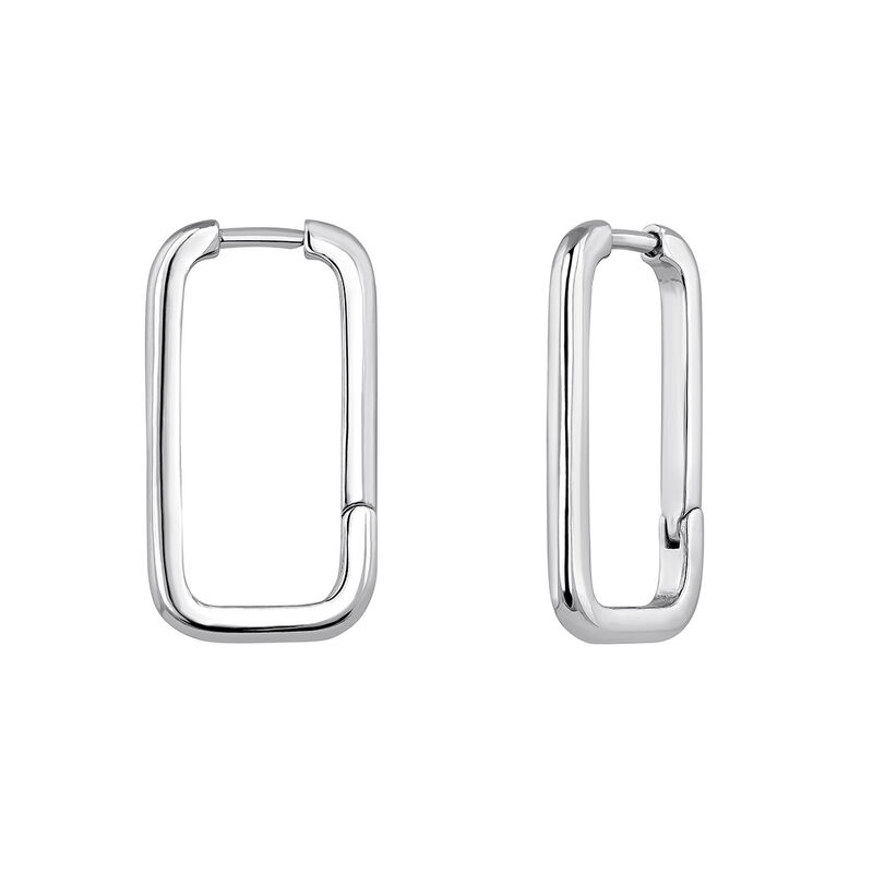 Silver rectangular earrings , J04644-01, hi-res