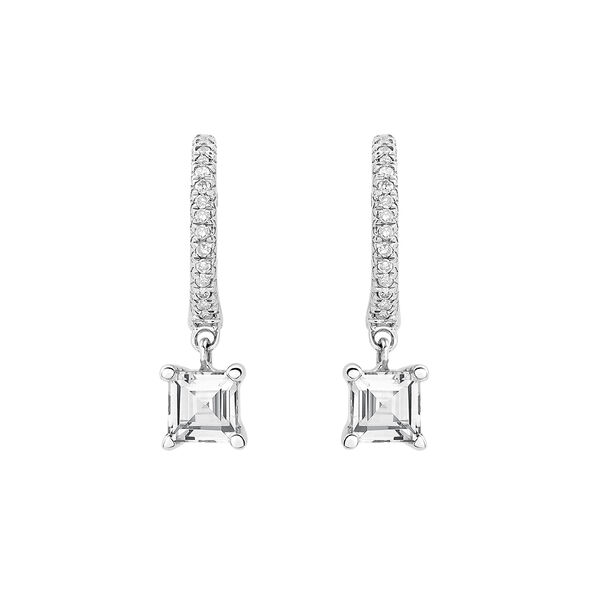 Boucles d'oreilles créoles topaze diamants , J03112-01-WT,hi-res