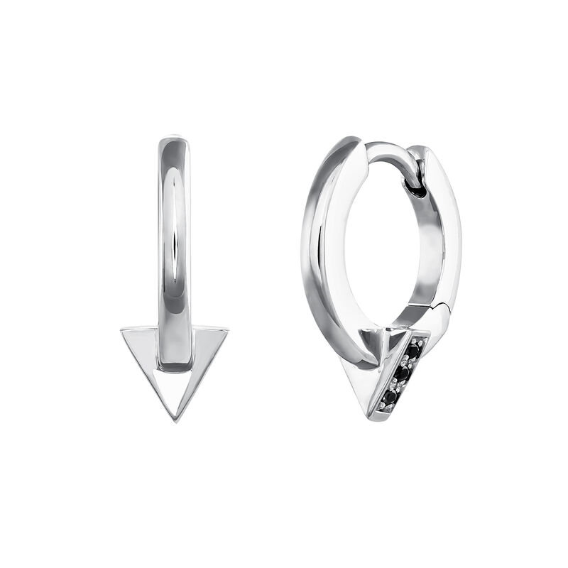 Silver triangle hoop earrings with spinels , J03960-01-BSN, hi-res