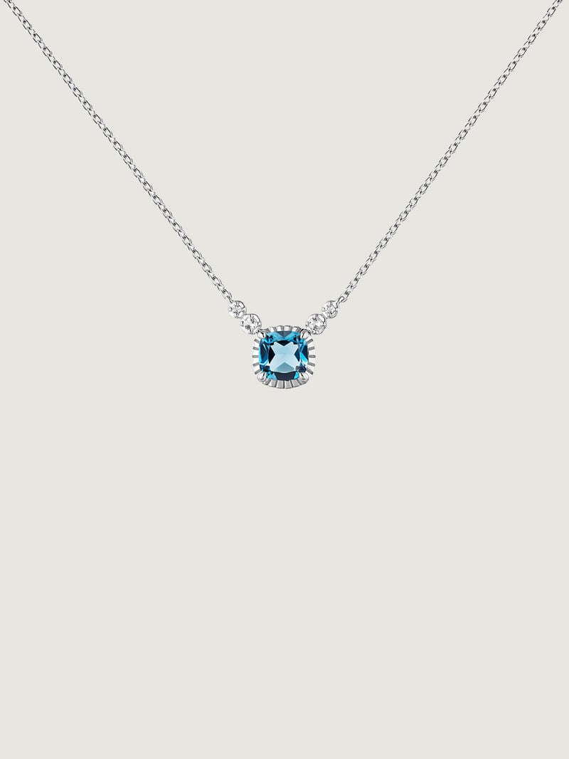 925 Silver Pendant with London Blue and White Topazes image number 1