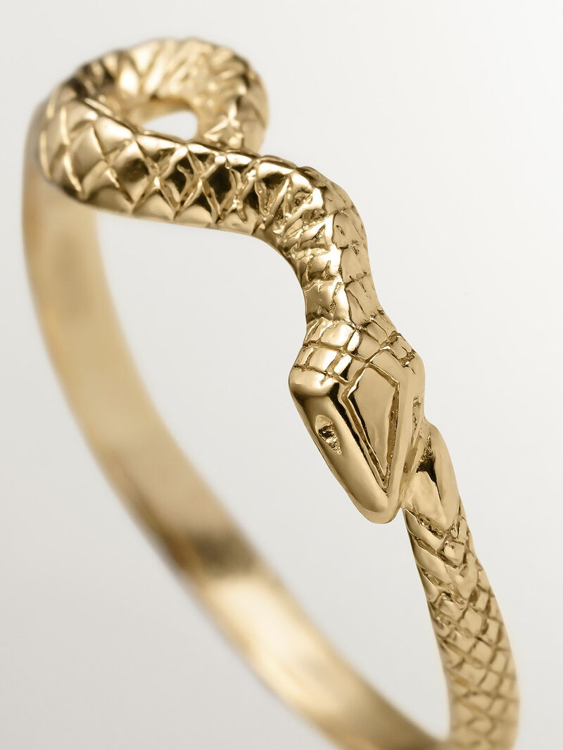 925 Silver ring coated in 18K yellow gold with a snake-shaped design. image number 4