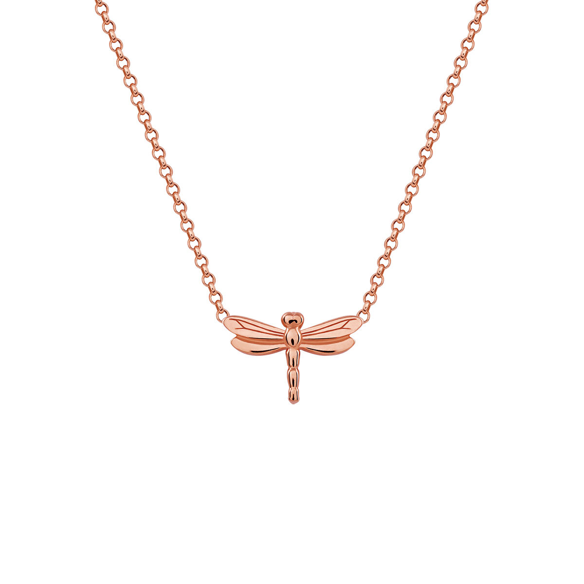 Rose gold plated dragonfly necklace , J03183-03, hi-res