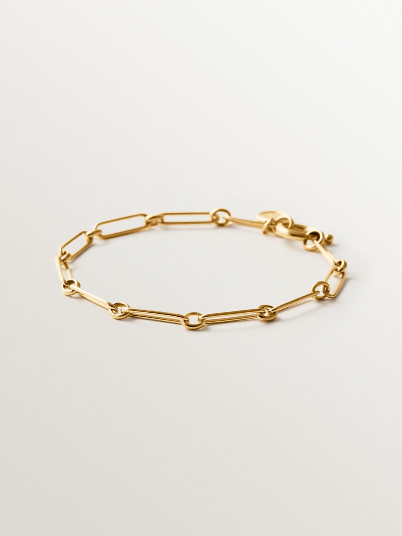 17 cm combined link bracelet in 925 silver plated with 18K gold image number 0