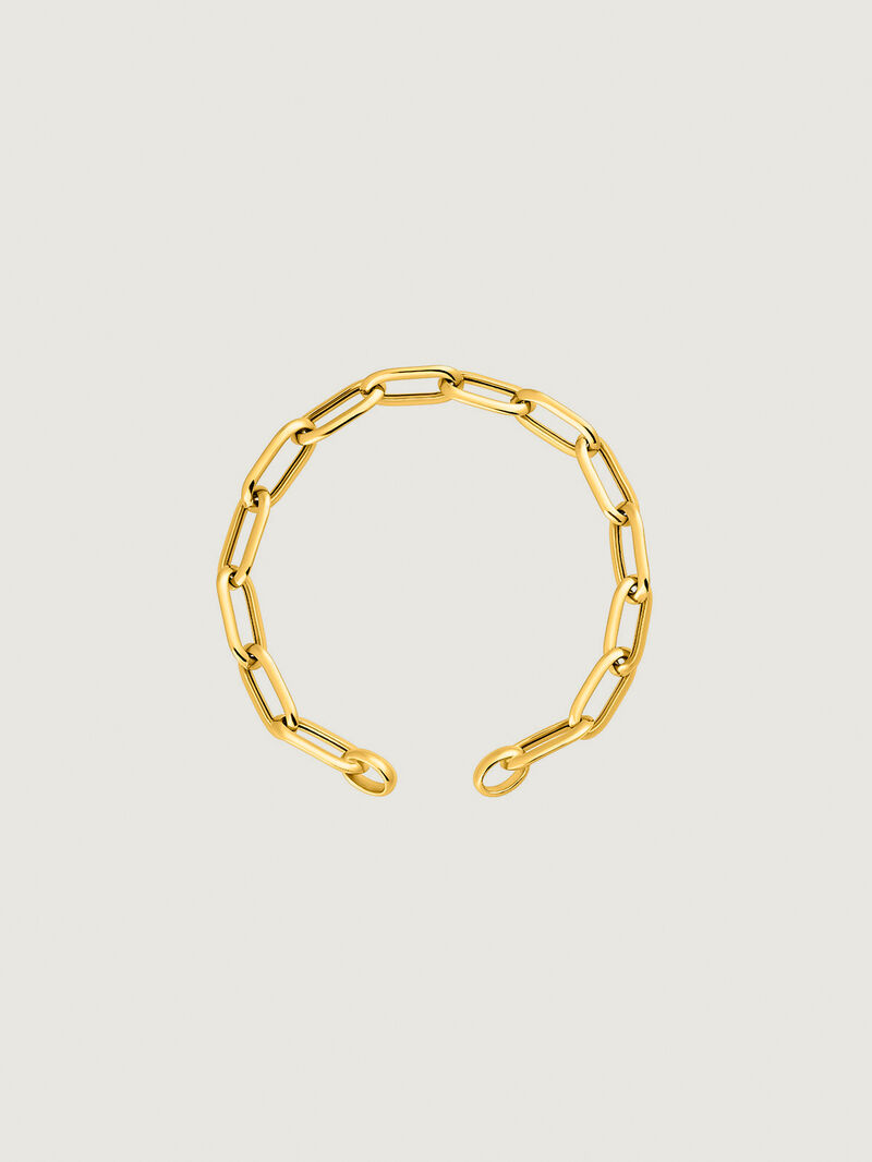 Rectangle Forza link bracelet made from 925 silver coated in 18K yellow gold image number 0