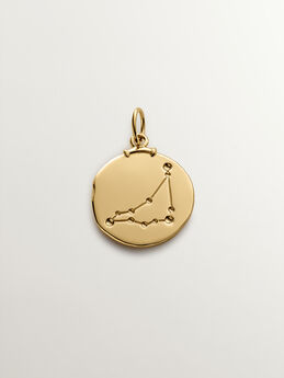 Pendentif médaille Capricorne en argent plaqué en or jaune 18 K, J04780-02-CAP, mainproduct