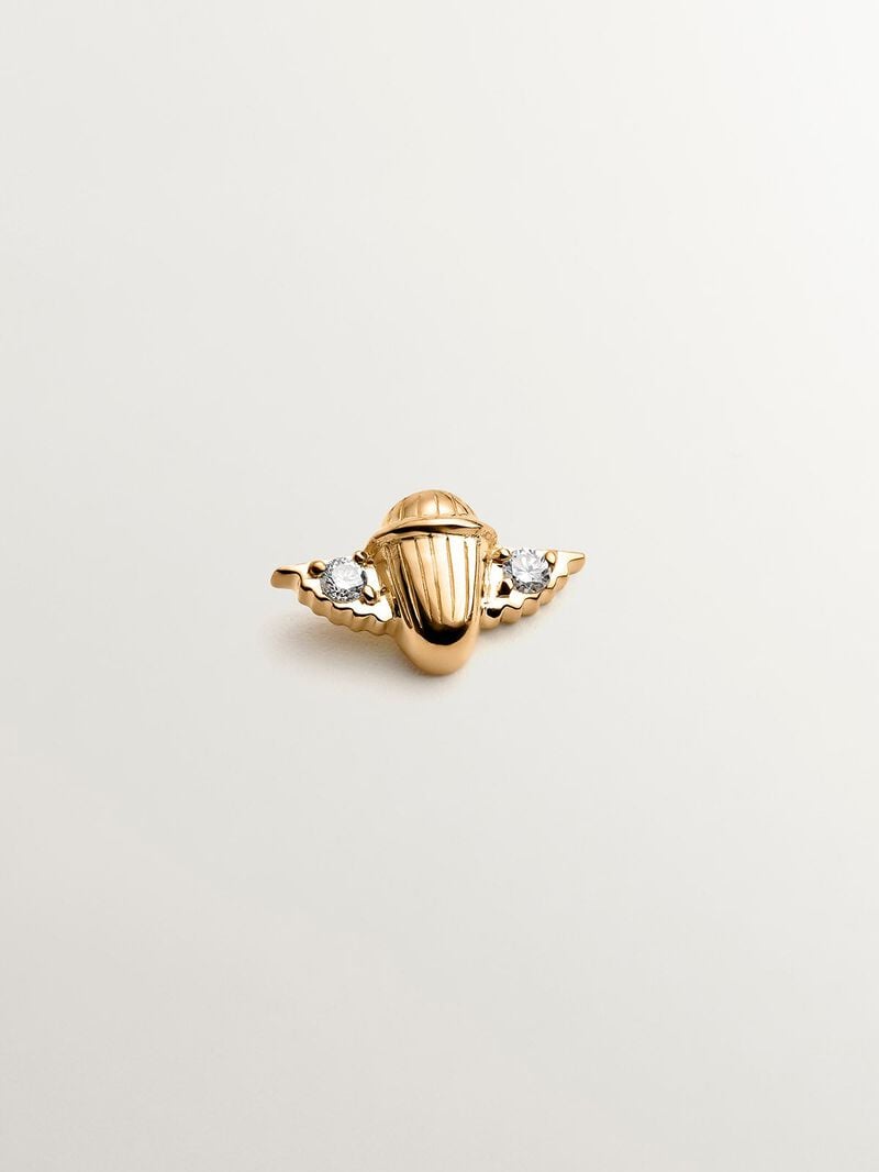 18K yellow gold piercing with diamonds in the shape of a beetle. image number 0