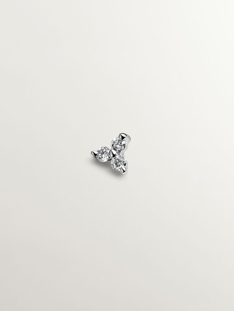 18k white gold piercing with diamond clover image number 0
