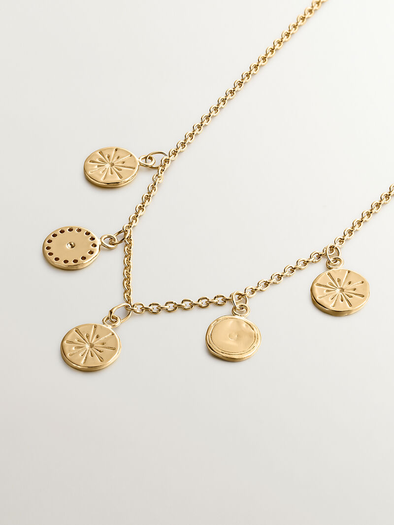 925 Silver necklace bathed in 18K yellow gold with medals image number 2