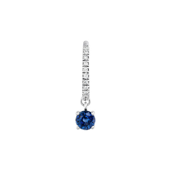 Boucle d'oreille créole saphir diamants or blanc , J04075-01-BS-H, mainproduct