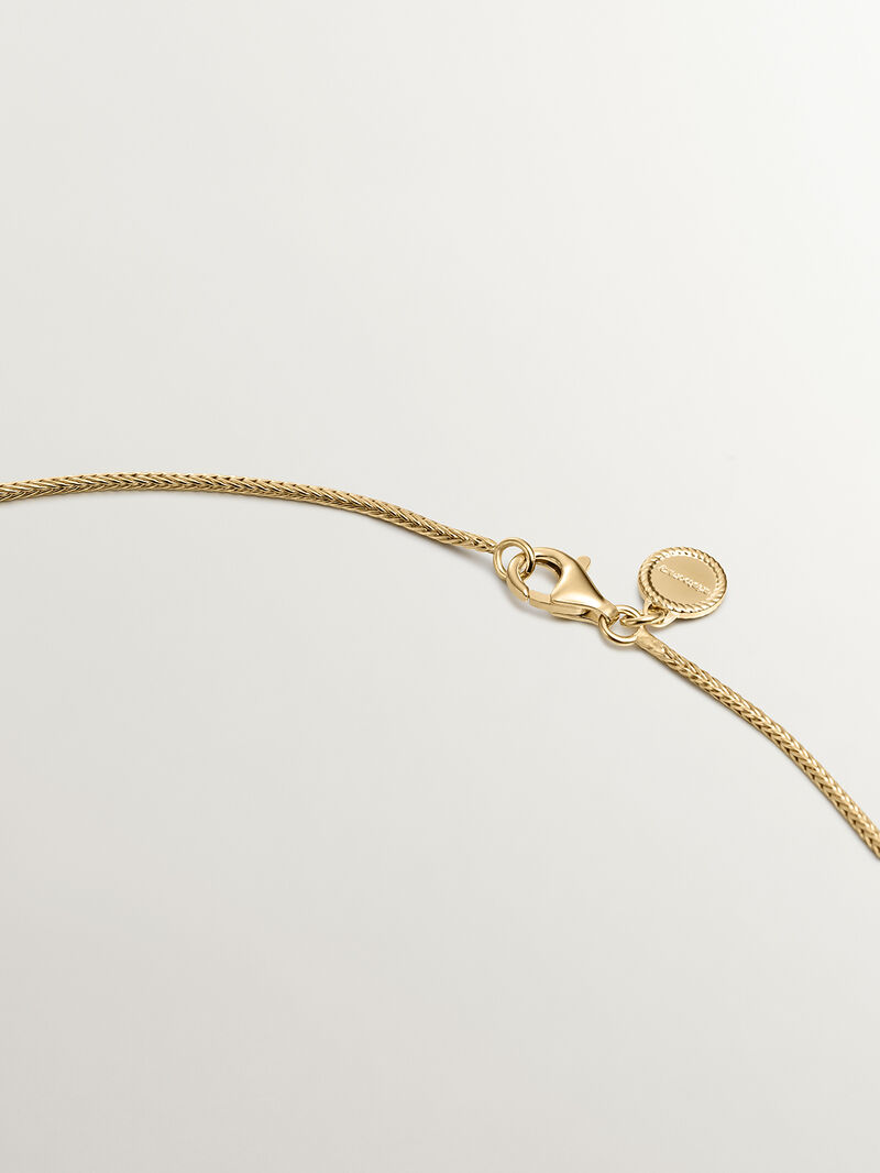 Large circular pendant made of 925 silver, bathed in 18K yellow gold with relief. image number 6