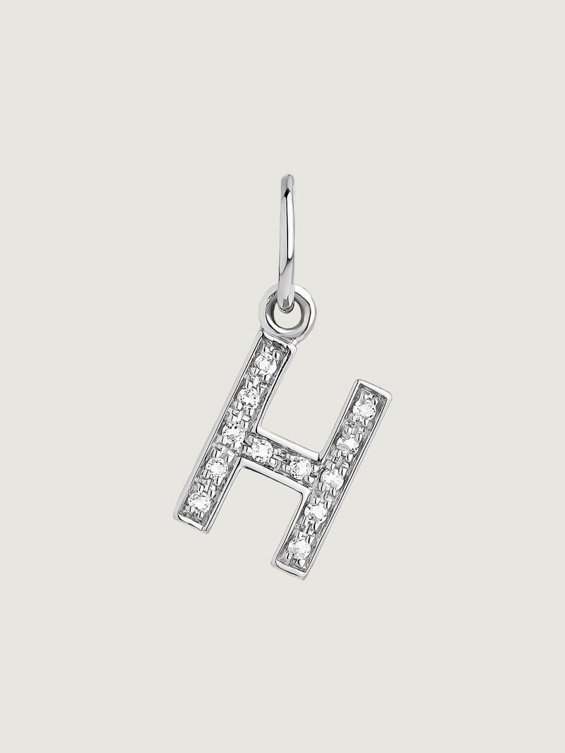 925 Silver Charm with White Topaz Initial H image number 0