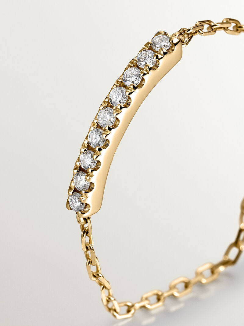 18K Yellow Gold Chain Ring with Diamonds image number 4
