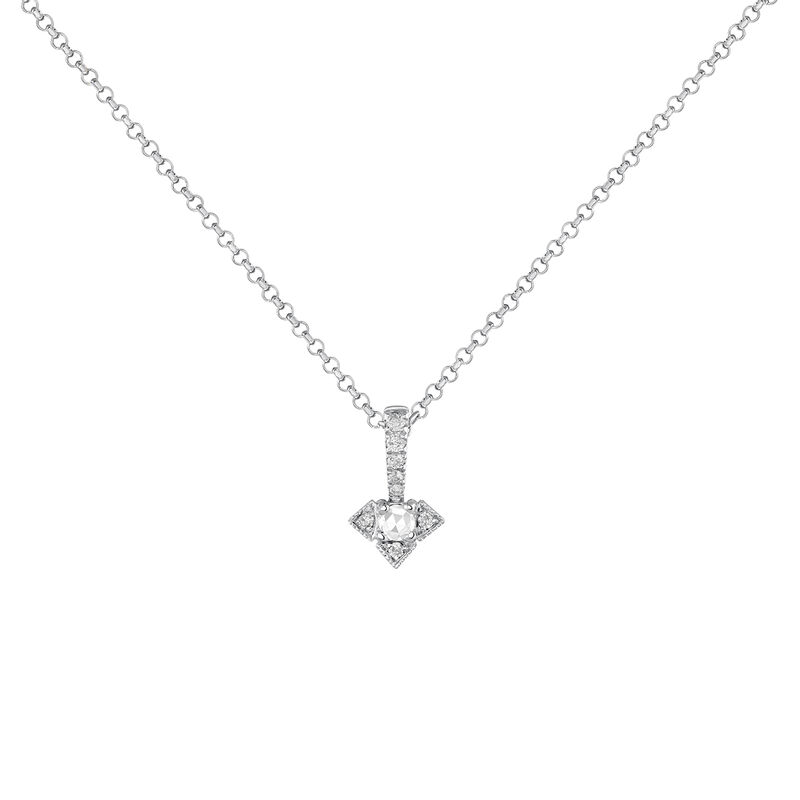 Silver gemstone vintage triangular necklace , J03802-01-WT-GD, hi-res