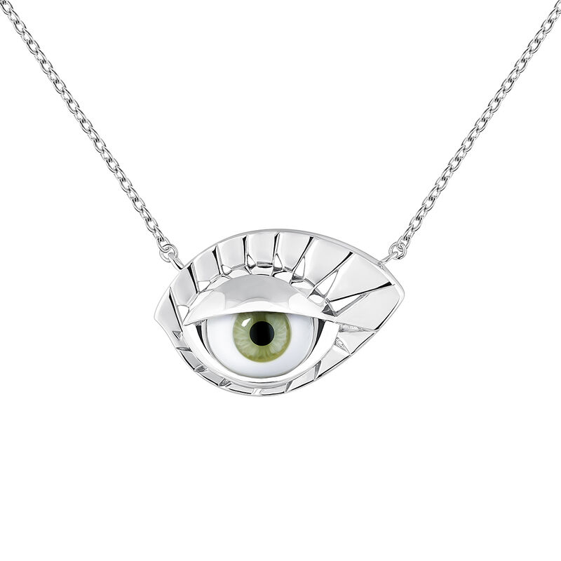 Silver green eye necklace , J04400-01-GE, mainproduct