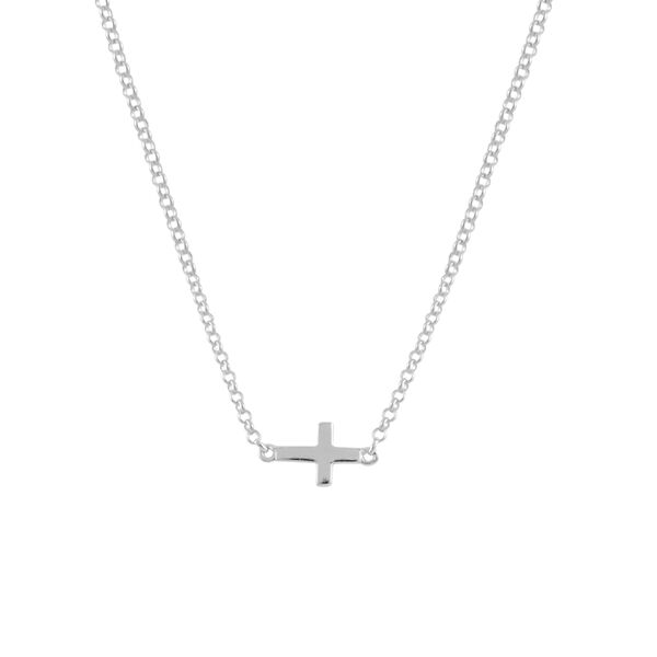 Silver simple cross necklace , J00653-01,hi-res