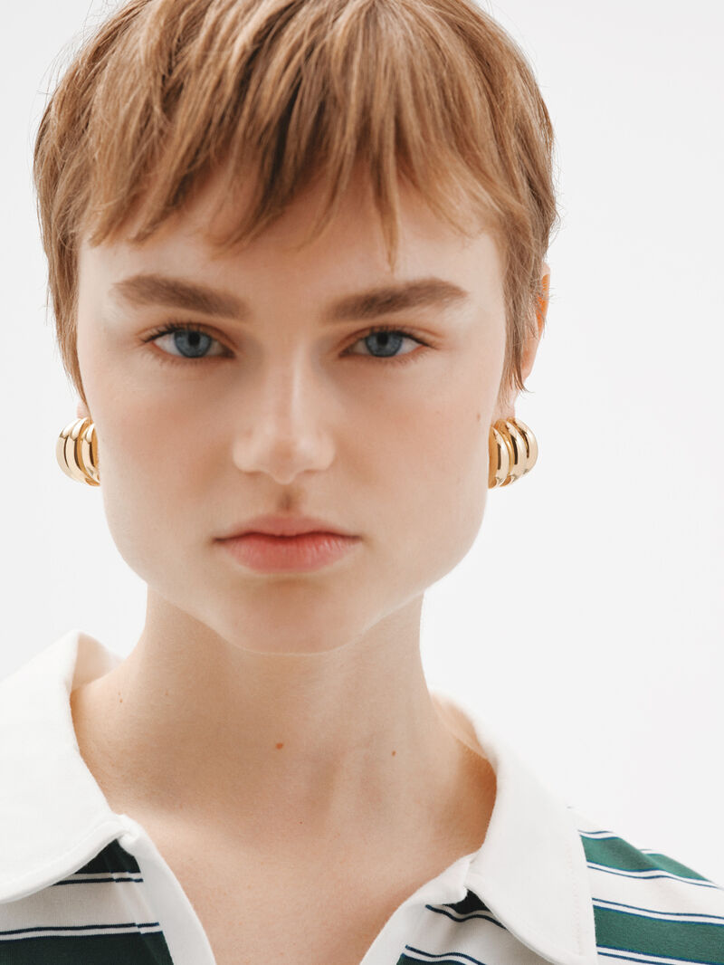 18K yellow gold plated 925 silver triple hoop earrings image number 1